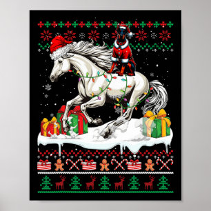 Santa Dobermann Rijdende Paard Kersttrui Lov Poster