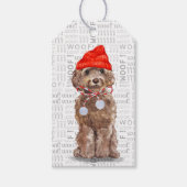 Santa Dog Brown Cockapoo Kerstmis Cadeaulabel (Voorkant)