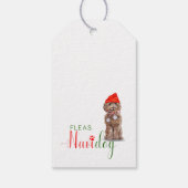 Santa Dog Brown Cockapoo Kerstmis Cadeaulabel (Achterkant)