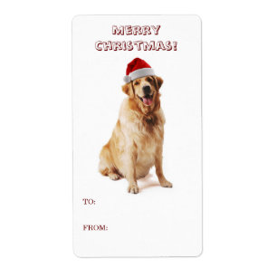 Santa Dog-cadeaulabel Etiket