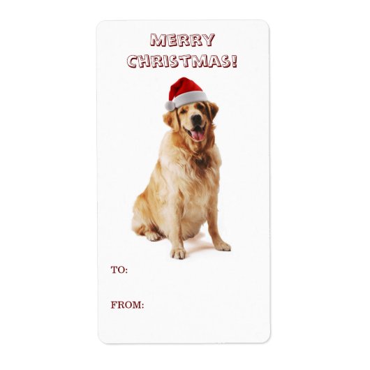Santa Dog-cadeaulabel Etiket (Voorkant)
