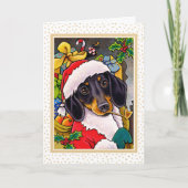 Santa Dog Dachshund Custom Christmas Kaart (Voorkant)