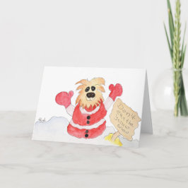Santa Dog - Eet geen Gele Sneeuw Feestdagen Kaart