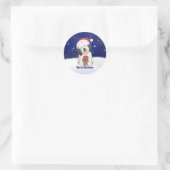 Santa Dog en Poinsettia Kerst sticker (Tas)