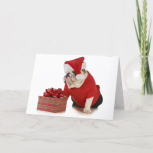 Santa Dog - English Bulldog Dressed Like Santa Feestdagen Kaart