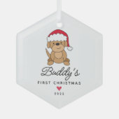 Santa Dog First kerstpas Glas Ornament (Voorkant)