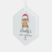 Santa Dog First kerstpas Glas Ornament (Voorkant links)