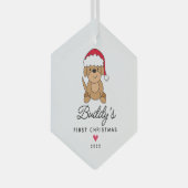 Santa Dog First kerstpas Glas Ornament (Voorkant Rechts)
