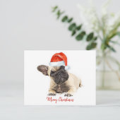 Santa Dog Franse Bulldog Kerst Schattigee Puppy Do Feestdagenkaart (Staand voorkant)