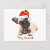 Santa Dog Franse Bulldog Kerst Schattigee Puppy Do Feestdagenkaart (Voorkant)