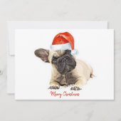 Santa Dog Franse Bulldog Kerst Schattigee Puppy Do Kaart (Voorkant)