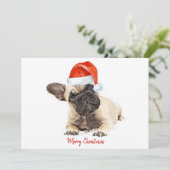 Santa Dog Franse Bulldog Kerst Schattigee Puppy Do Kaart (Staand voorkant)