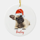 Santa Dog French Bulldog Cute Puppy Kersthond Keramisch Ornament (Voorkant)