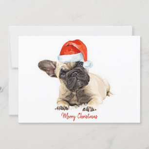 Santa Dog French Bulldog Kerstmis Cute Dog Puppy Feestdagenkaart