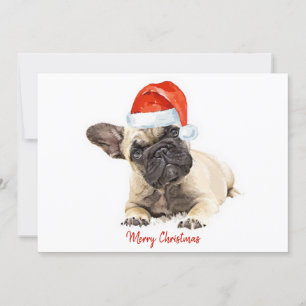 Santa Dog French Bulldog Kerstmis Cute Puppy Dog Kaart