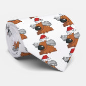 Santa Dog Holds Newspaper in Mouth Stropdas (Opgerold)