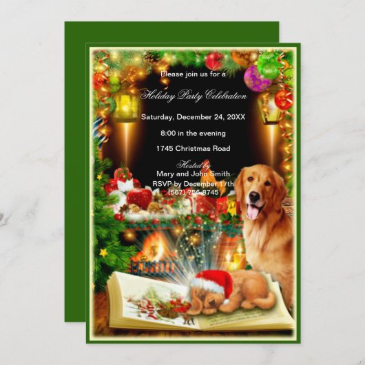 Santa Dog-kerstfeest Kaart (Voorkant / Achterkant)