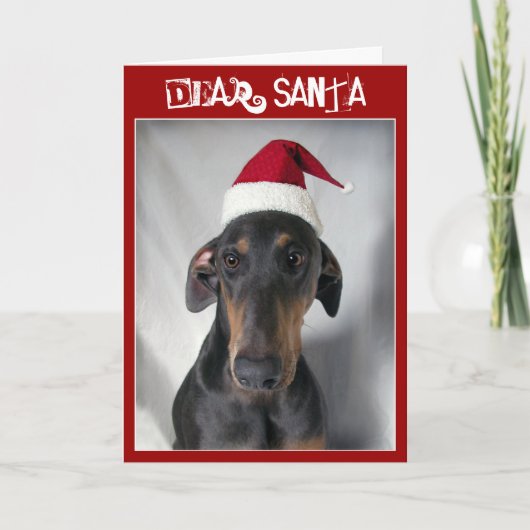 Santa Dog-kerstwenskaart Feestdagen Kaart (Voorkant)