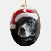Santa Dog-Labrador Rottweiler Mix Keramisch Ornament (Voorkant)