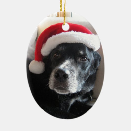 Santa Dog-Labrador Rottweiler Mix Keramisch Ornament (Achterkant)