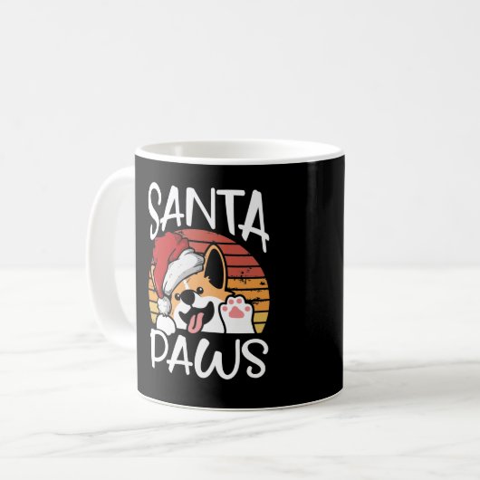 Santa Dog Paws Funny Kerstmis Koffiemok (Voorkant links)