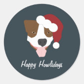 Santa Dog -  Ronde Sticker (Voorkant)
