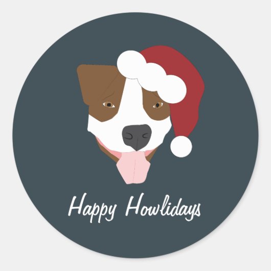 Santa Dog -  Ronde Sticker (Voorkant)