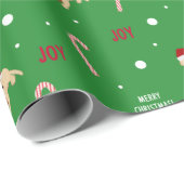 Santa Dogs Crabs Candy Canes Gift Wrap Roll Cadeaupapier (Rol Hoek)