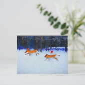 Santa Dogs Dashing door de sneeuw Feestdagenkaart (Staand voorkant)