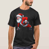 Santa Doing Push-Ups Gym Fitness Workout Christmas T-shirt (Voorkant)