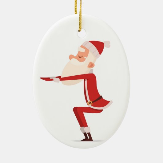 Santa Doing Yoga Keramisch Ornament (Achterkant)
