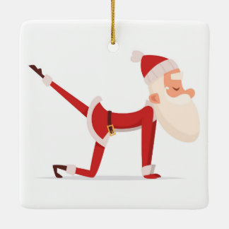 Santa Doing Yoga Keramisch Ornament