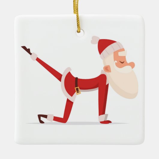Santa Doing Yoga Keramisch Ornament (Voorkant)