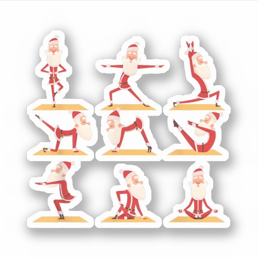 Santa Doing Yoga oefent Poses Meditation Christus  Sticker (Voorkant)