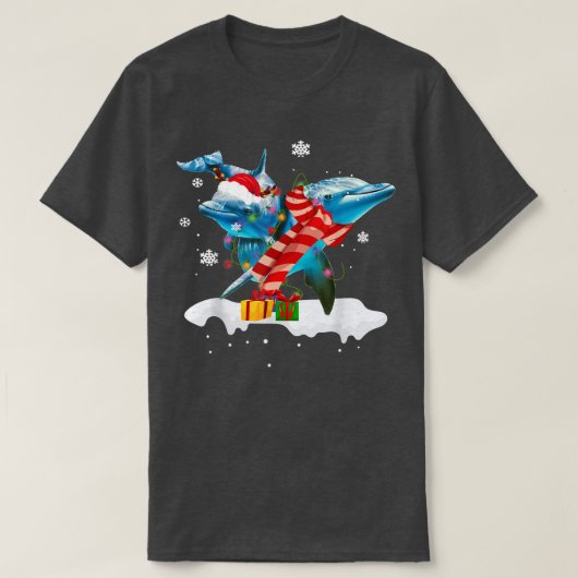 Santa Dolphin Animal kerstlampje Lover Christus T-shirt (Design voorkant)