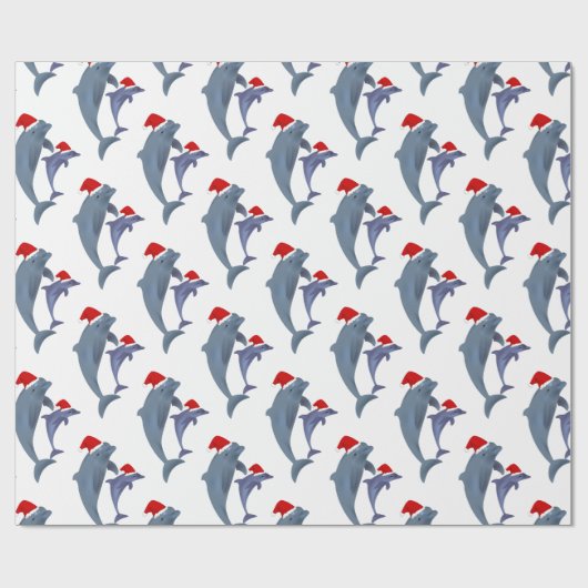 Santa dolphins cadeaupapier (Vlak)