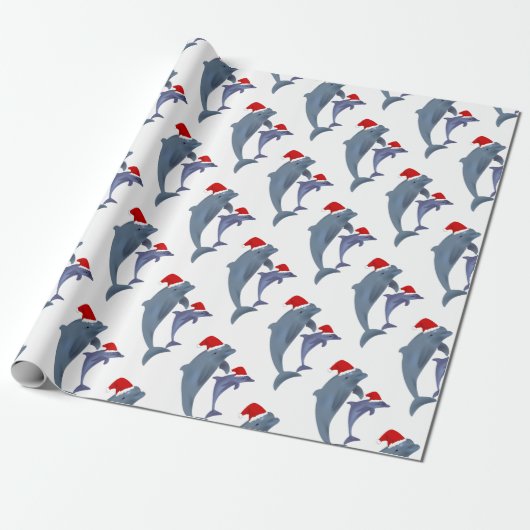 Santa dolphins cadeaupapier (Uitgerold)