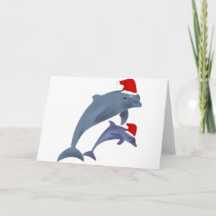 Santa dolphins feestdagen kaart