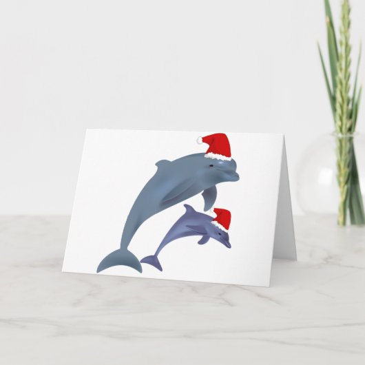 Santa dolphins feestdagen kaart (Voorkant)