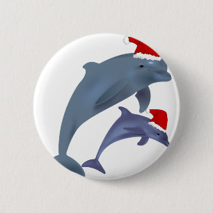 Santa dolphins ronde button 5,7 cm