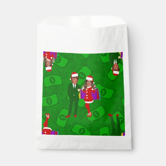 Santa Donald Melania Trump voor kerstgeld Bedankzakje (Voorkant)