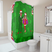 Santa Donald Melania Trump voor kerstgeld Douchegordijn (In situ)