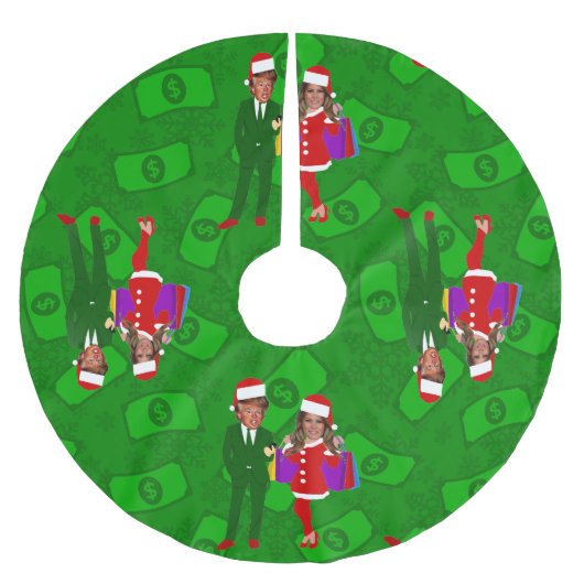 Santa Donald Melania Trump voor kerstgeld Kerstboom Rok (Voorkant)