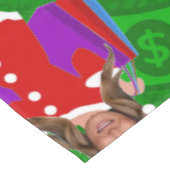 Santa Donald Melania Trump voor kerstgeld Tafelkleed (Gekanteld)