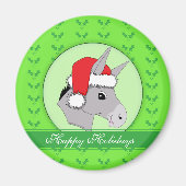Santa Donkey Holly Schattigeste Prettige feestdage Magneet (Voorkant)