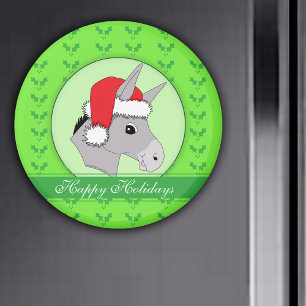 Santa Donkey Holly Schattigeste Prettige feestdage Magneet