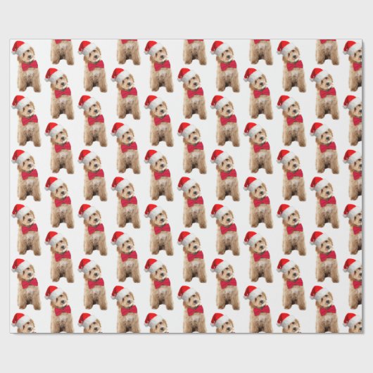 Santa Doodle Dog Cadeaupapier (Vlak)