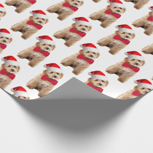 Santa Doodle Dog Cadeaupapier (Hoek)