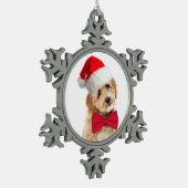 Santa Doodle Dog Tin Sneeuwvlok Ornament (Links)
