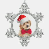 Santa Doodle Dog Tin Sneeuwvlok Ornament (Voorkant)